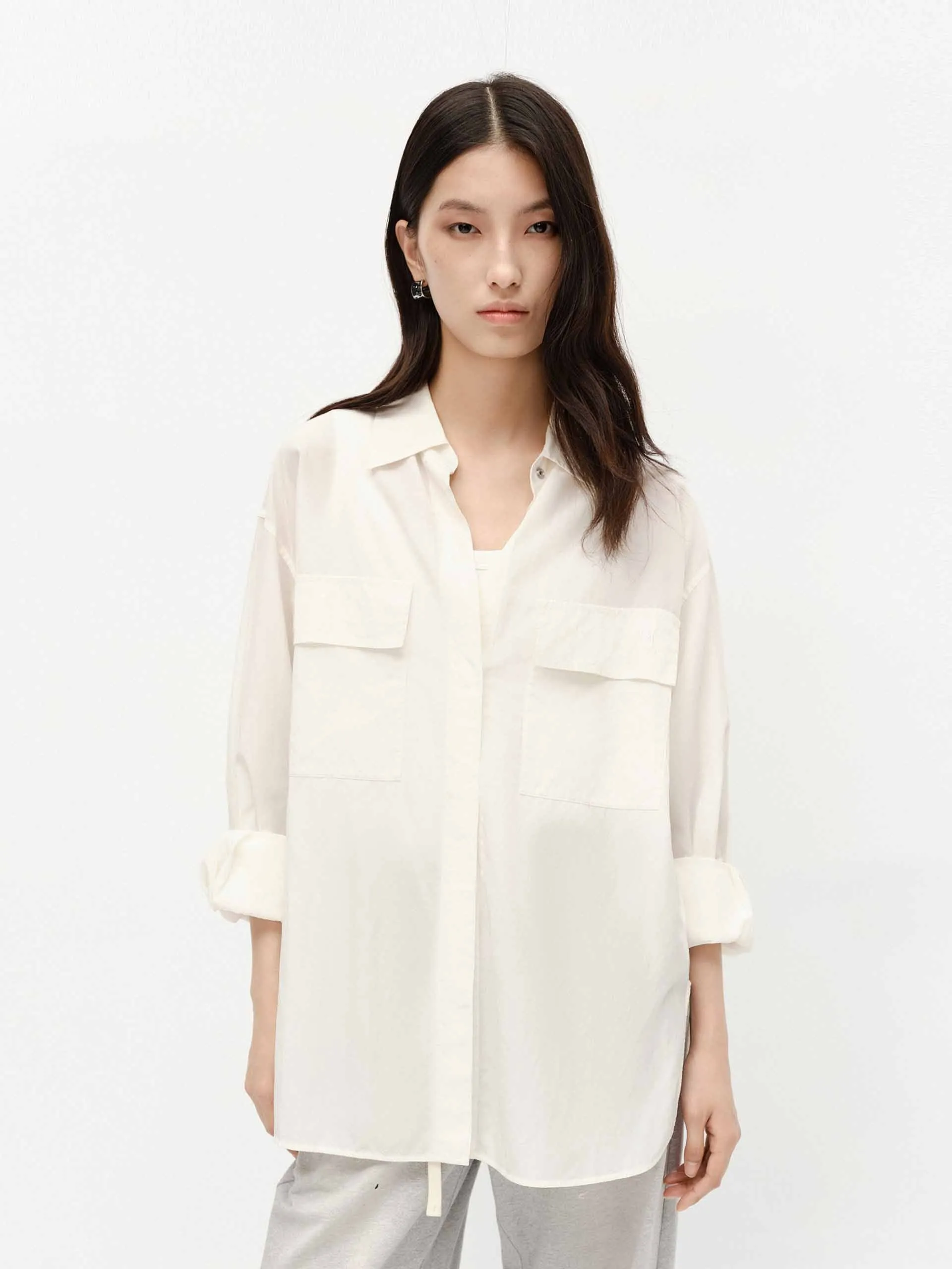 Cotton Blend Loose Shirt Workwear Approved Work From Home