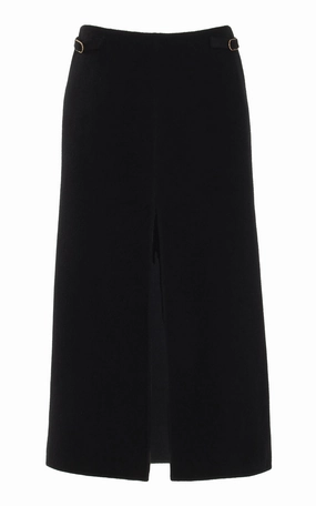 Morelos Midi Skirt in Black Double-Face Recycled Cashmere Iconic Style Holiday Travel