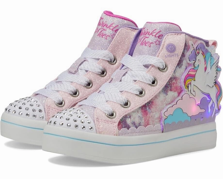 Skechers Twi-Lites 2.0 314399L Girls US 13.5 Pink Multi Glitter Sneakers FZP616 Impact Dispersing