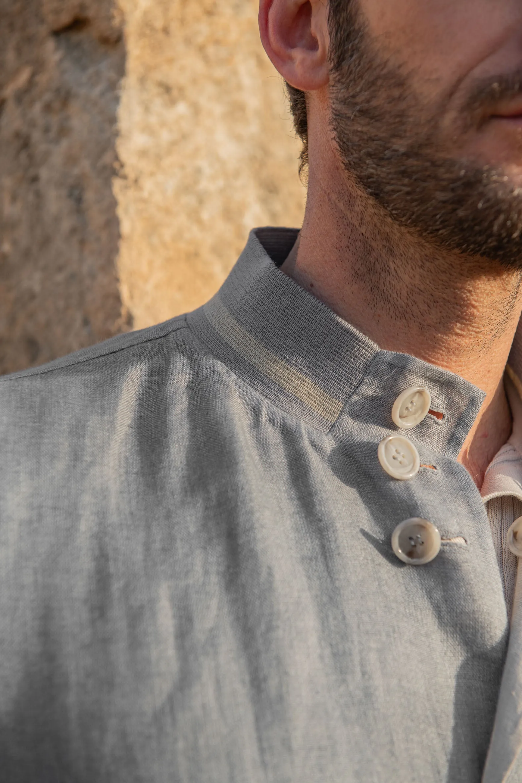 Sky grey and beige reversible bomber jacket ?C Made in Italy HighVisibility Trims