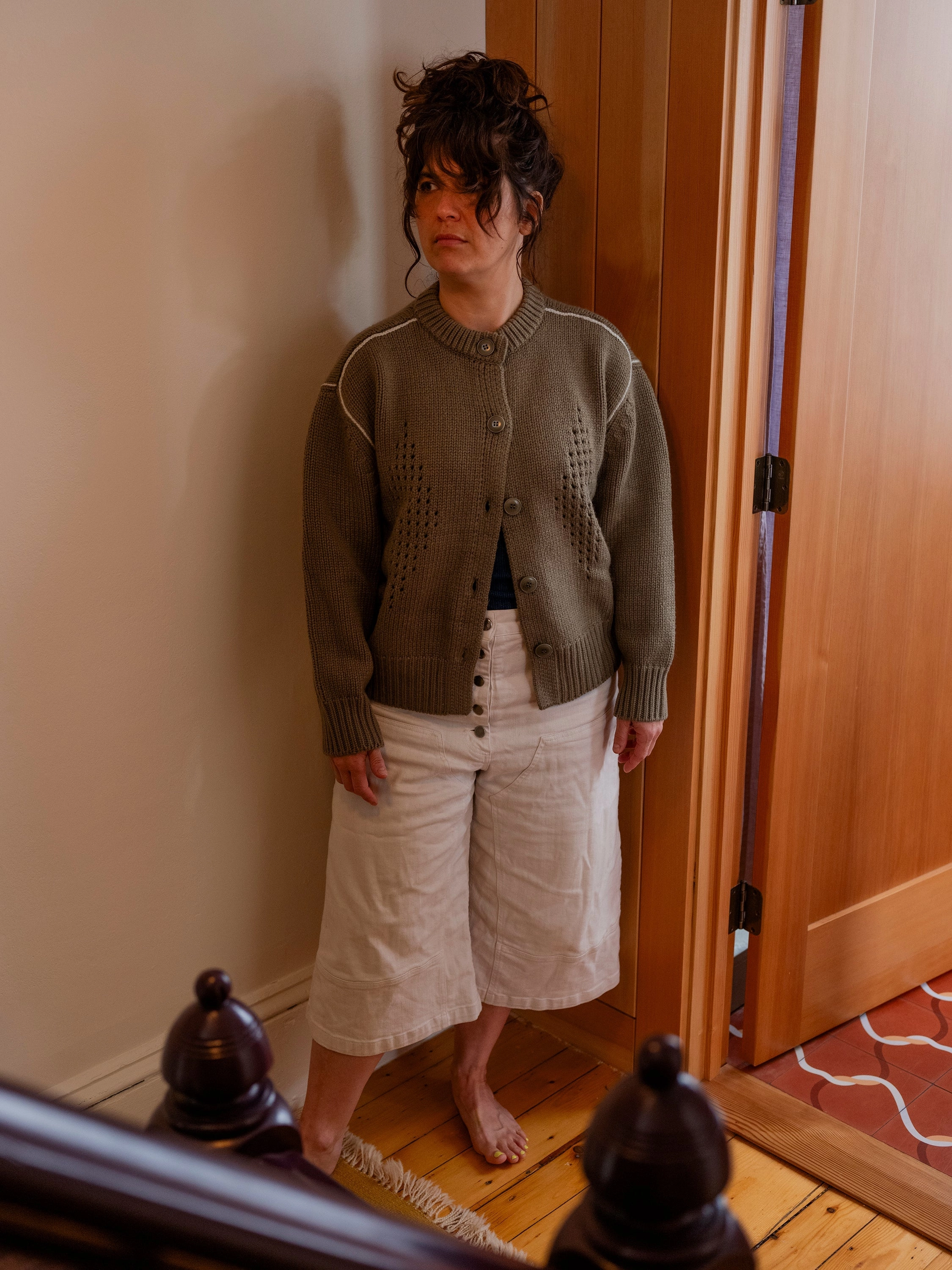 Ultimate Comfort Diamond Eyelet Cardigan - Moss