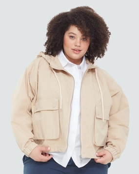 Marina Hooded Utility Anorak Jacket | Dusty Tan Comfort Fit Silhouette