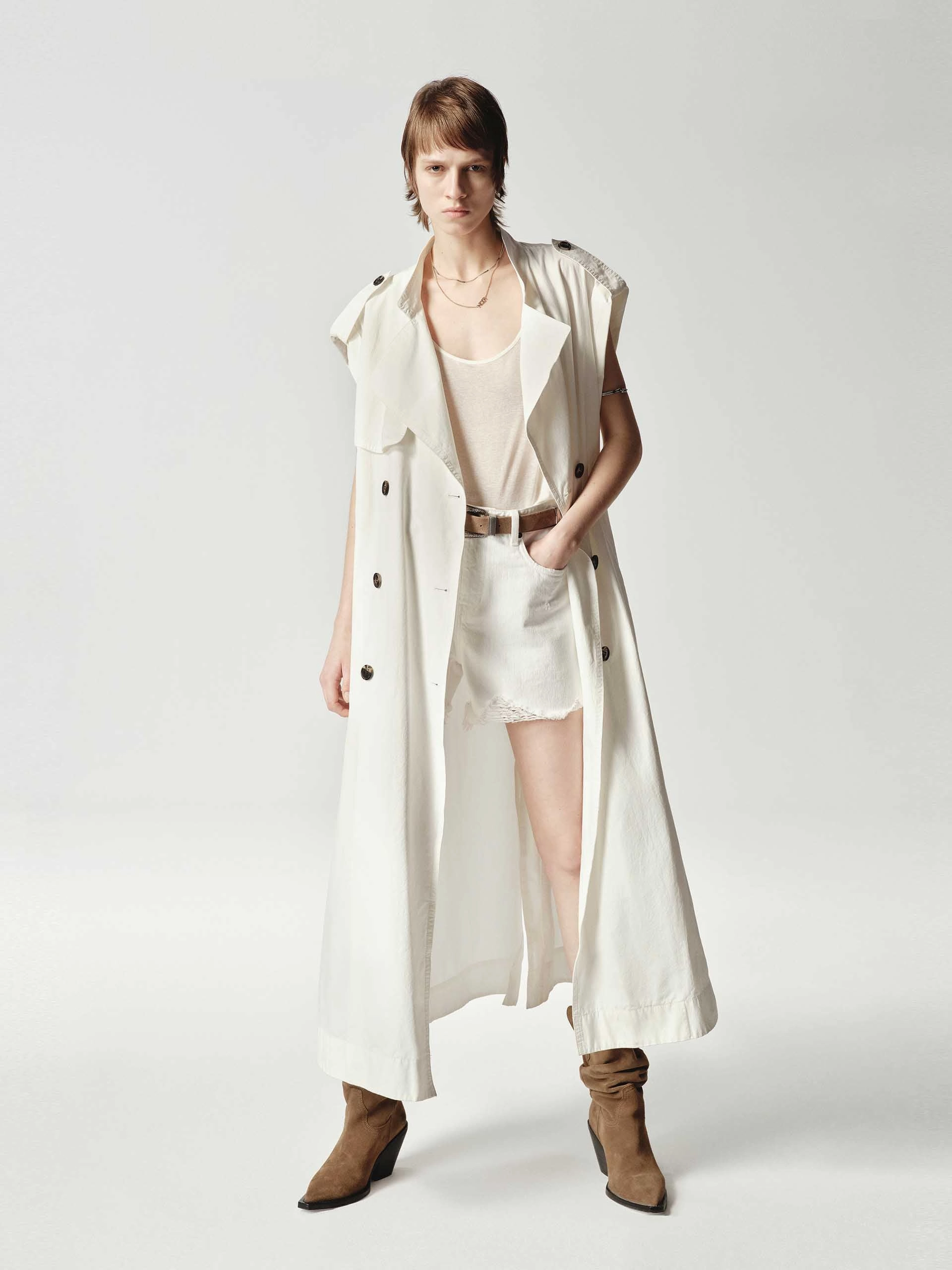 fall season Sleeveless Back Slit Trench Coat