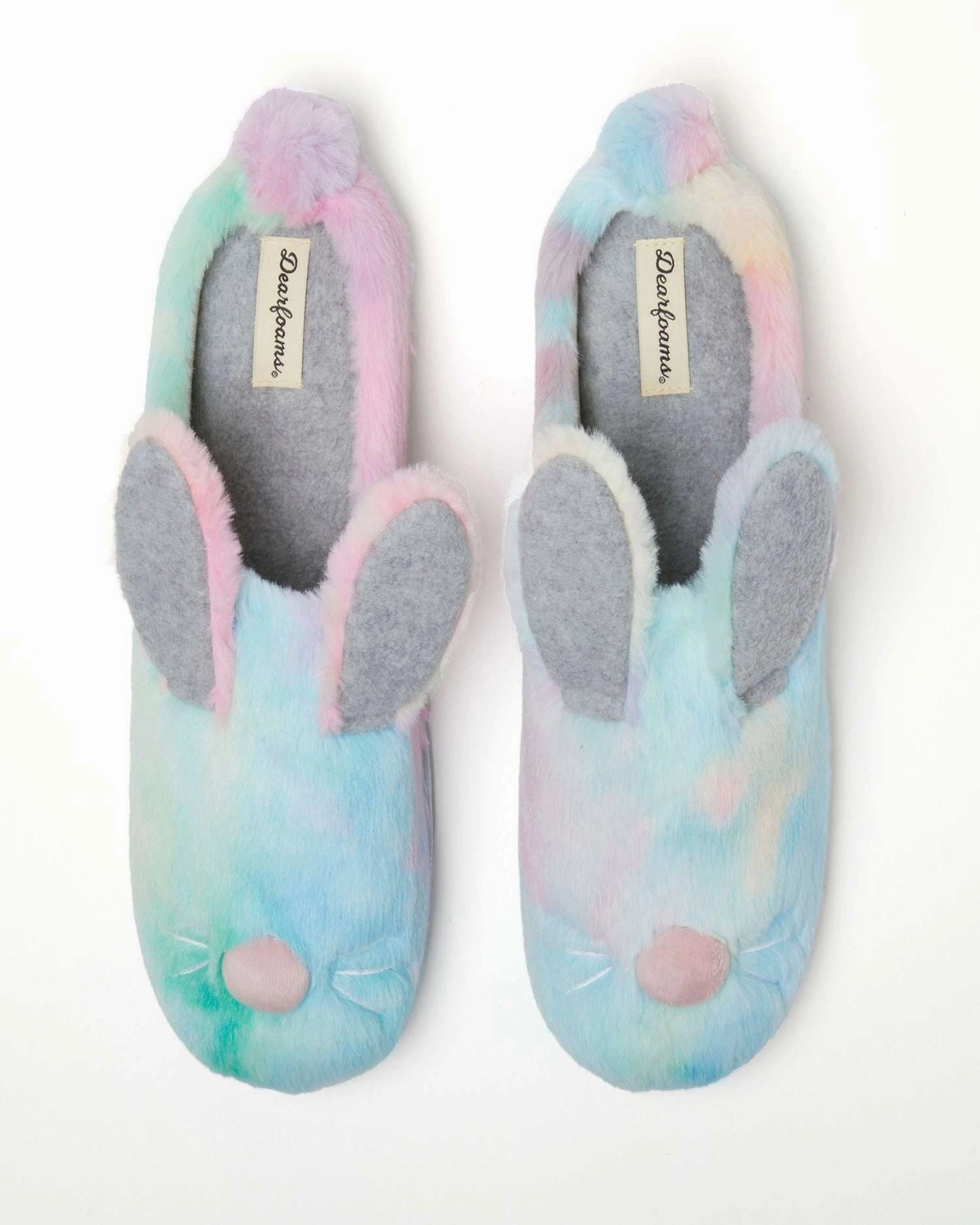 Dearfoams Unisex Adult Easter Bunny Fuzzy Clog House Slipper Quick Access Slip Resistant Outsole