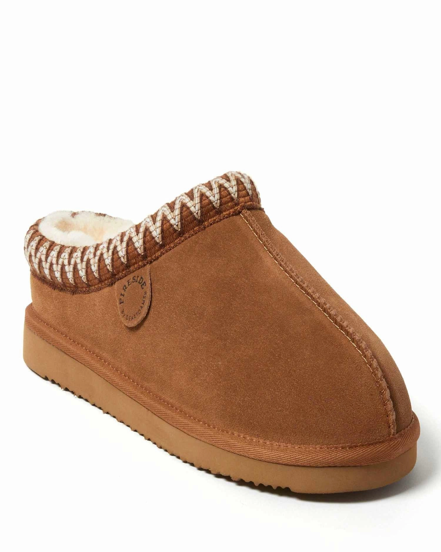 Water-resistant Fireside by Dearfoams Men's Grafton Genuine Shearling Clog Slipper with Taping