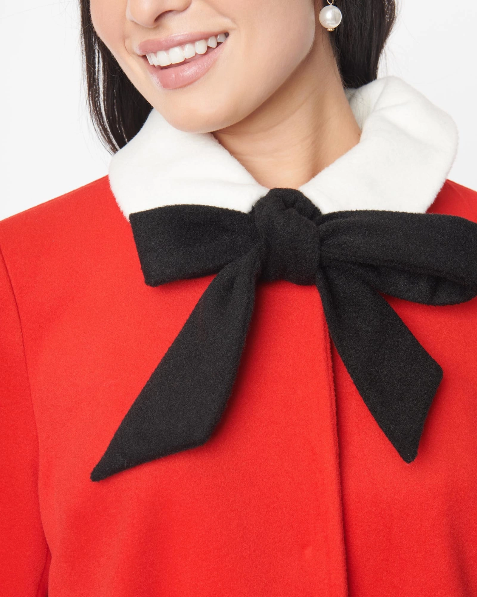 Taped Zipper Closures Smak Parlour Red & Black Bows Topper Coat | Red & Black Bows