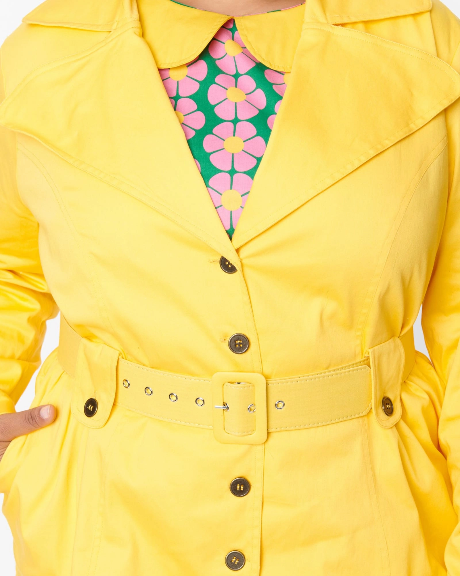 Smak Parlour Yellow Belted Trench Coat | Yellow slim Win