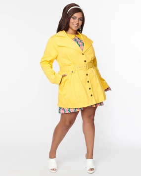 Smak Parlour Yellow Belted Trench Coat | Yellow insulated Stretchable Panels