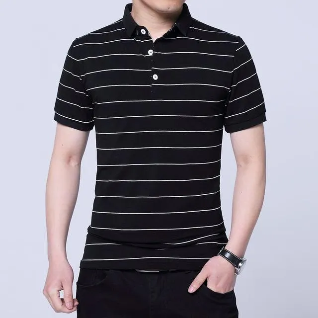 Versatile Shirt Sporty Chic West Louis? Brand Summer Stripped Polo Shirt
