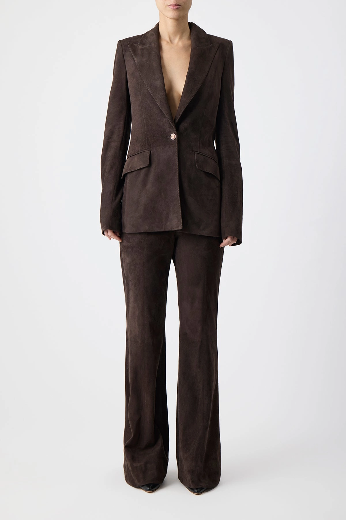 Leiva Blazer in Dark Chocolate Suede Seasonal Layering Business Essential