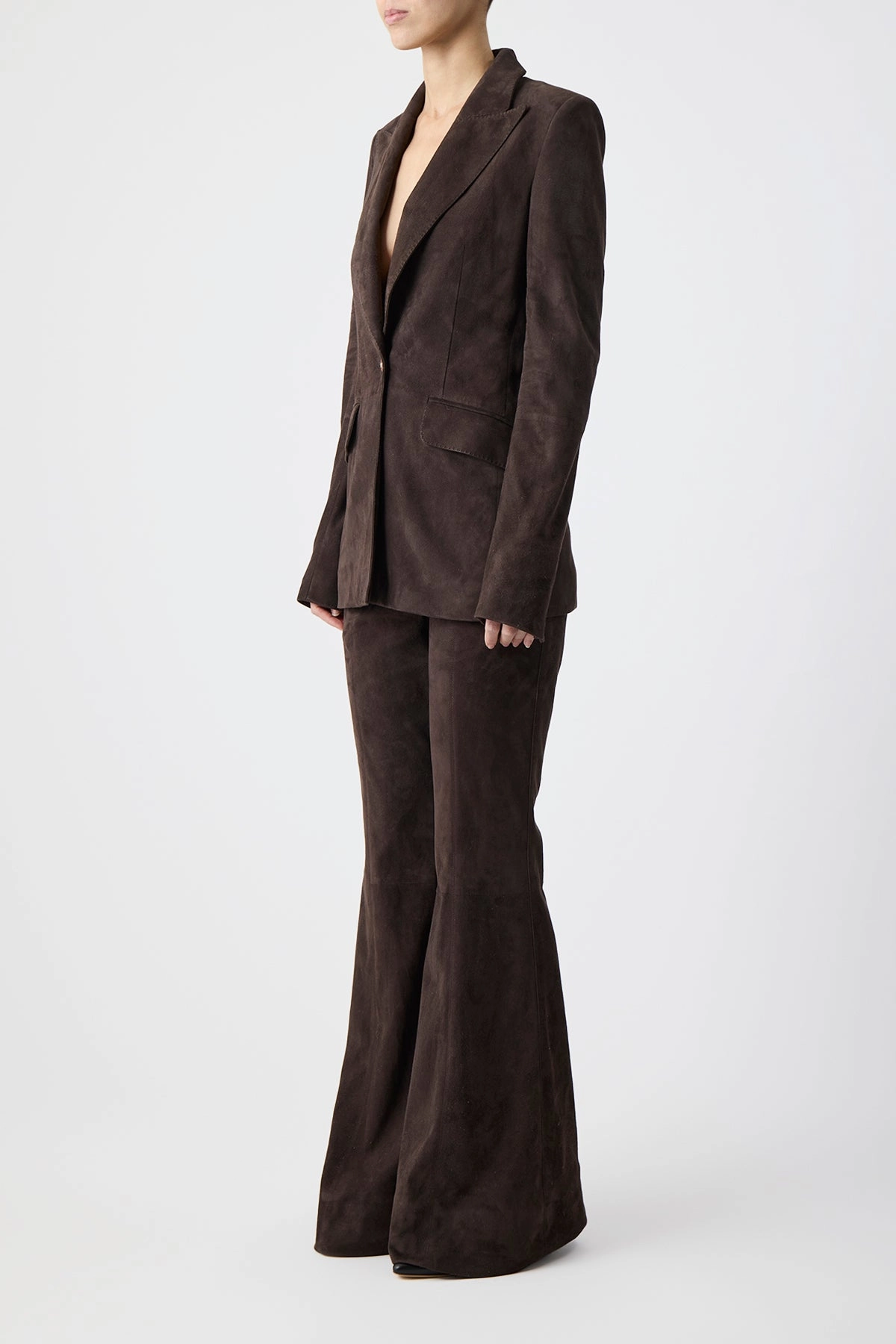 Work Wear Business Must-Have Leiva Blazer in Dark Chocolate Suede