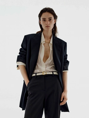 Comfortable Wardrobe Flawless Tailoring Metal Double Breasted Blazer