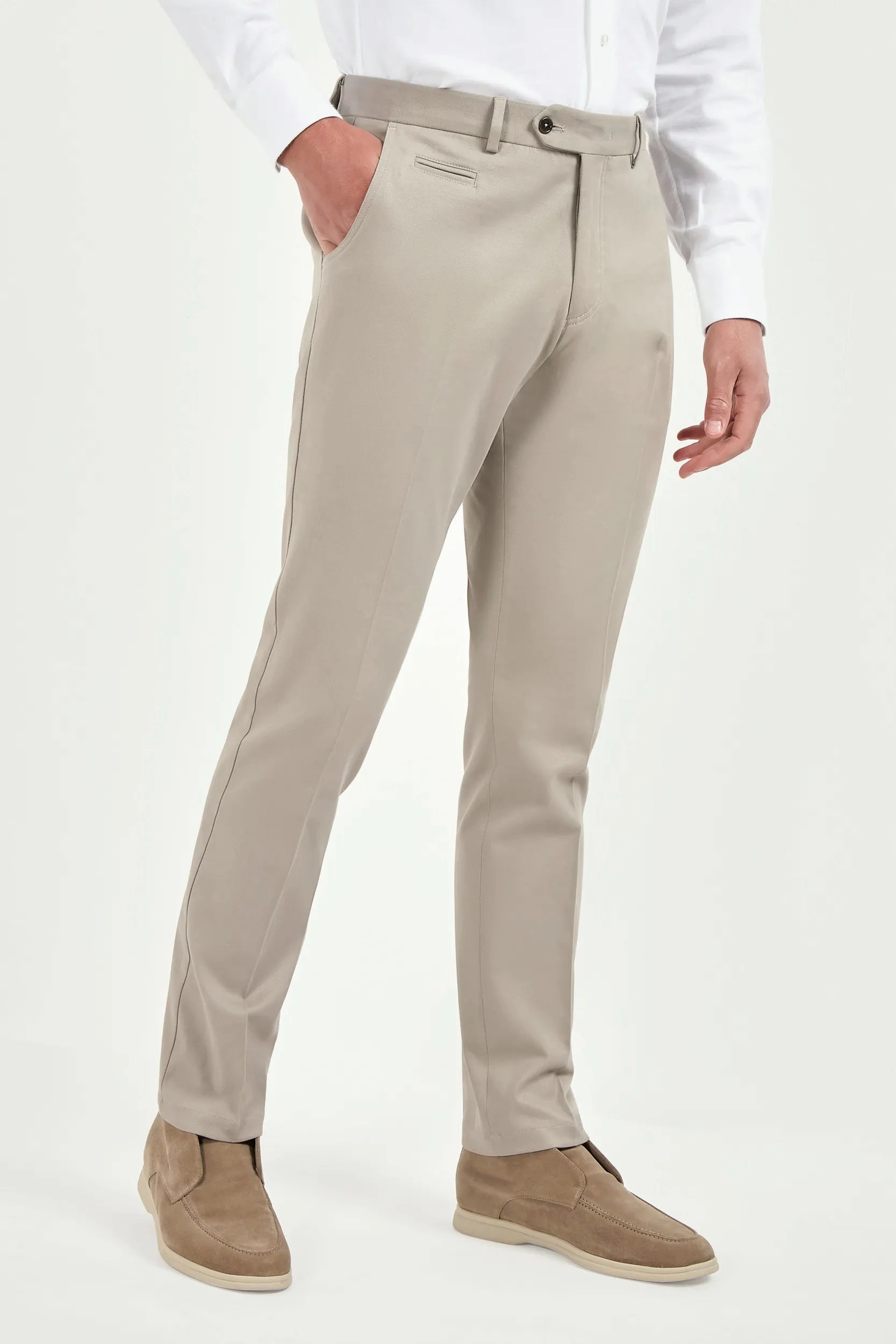 Mastic cotton and cashmere Garda trousers - Made in Italy Tailored Wear Comfort Wear Fit