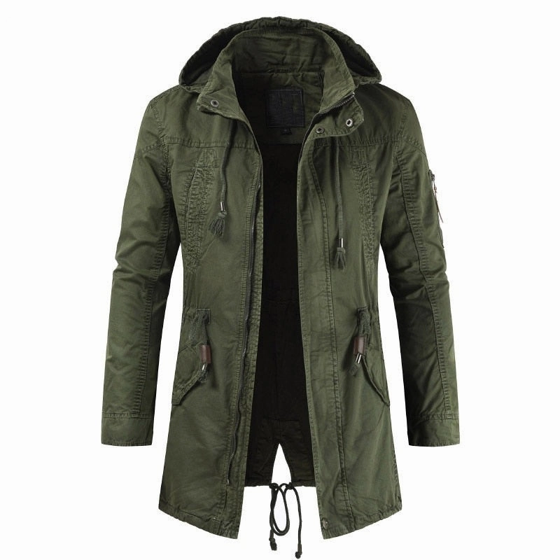 West Louis? Military Tactical Mid-Long Hooded Parka Surf Wool