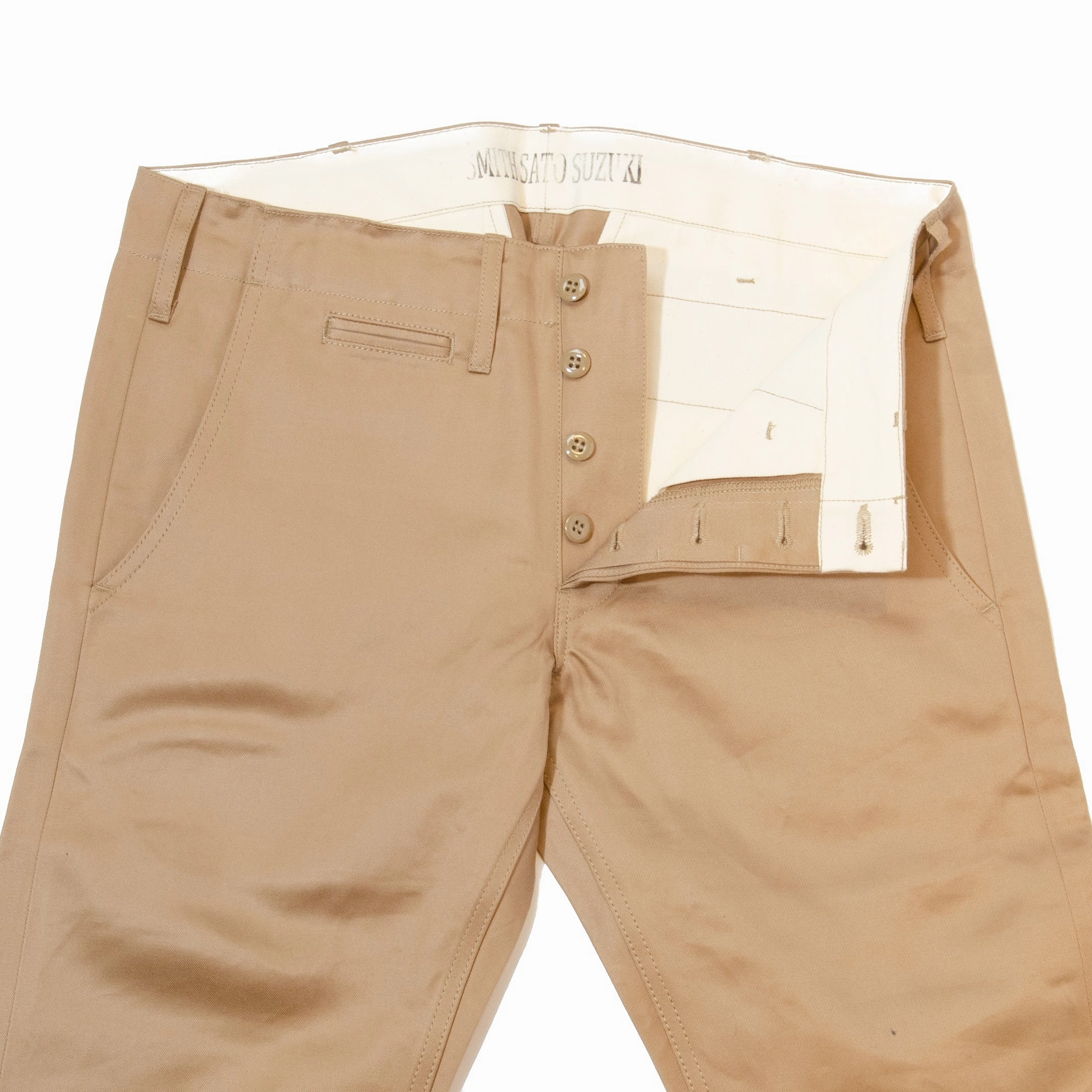 Smith Sato Suzuki E1707 Relaxed Tapered Chino - Khaki Zip Pocket