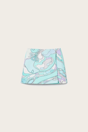 Orchidee Print Silk Miniskirt Lightweight Lining Simple Layers