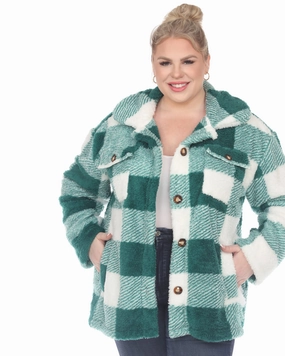 EcoFriendlyMaterial Idolize Plaid Shacket | Green/White