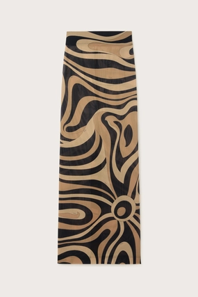 Gentle Vibe Crisscross Details Marmo Print High Waist Skirt