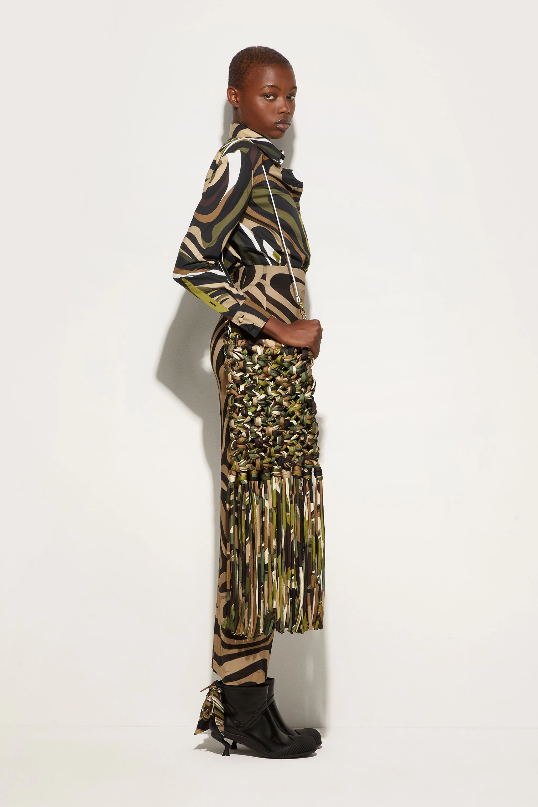 Marmo Print High Waist Skirt Cool Tone Simple looks