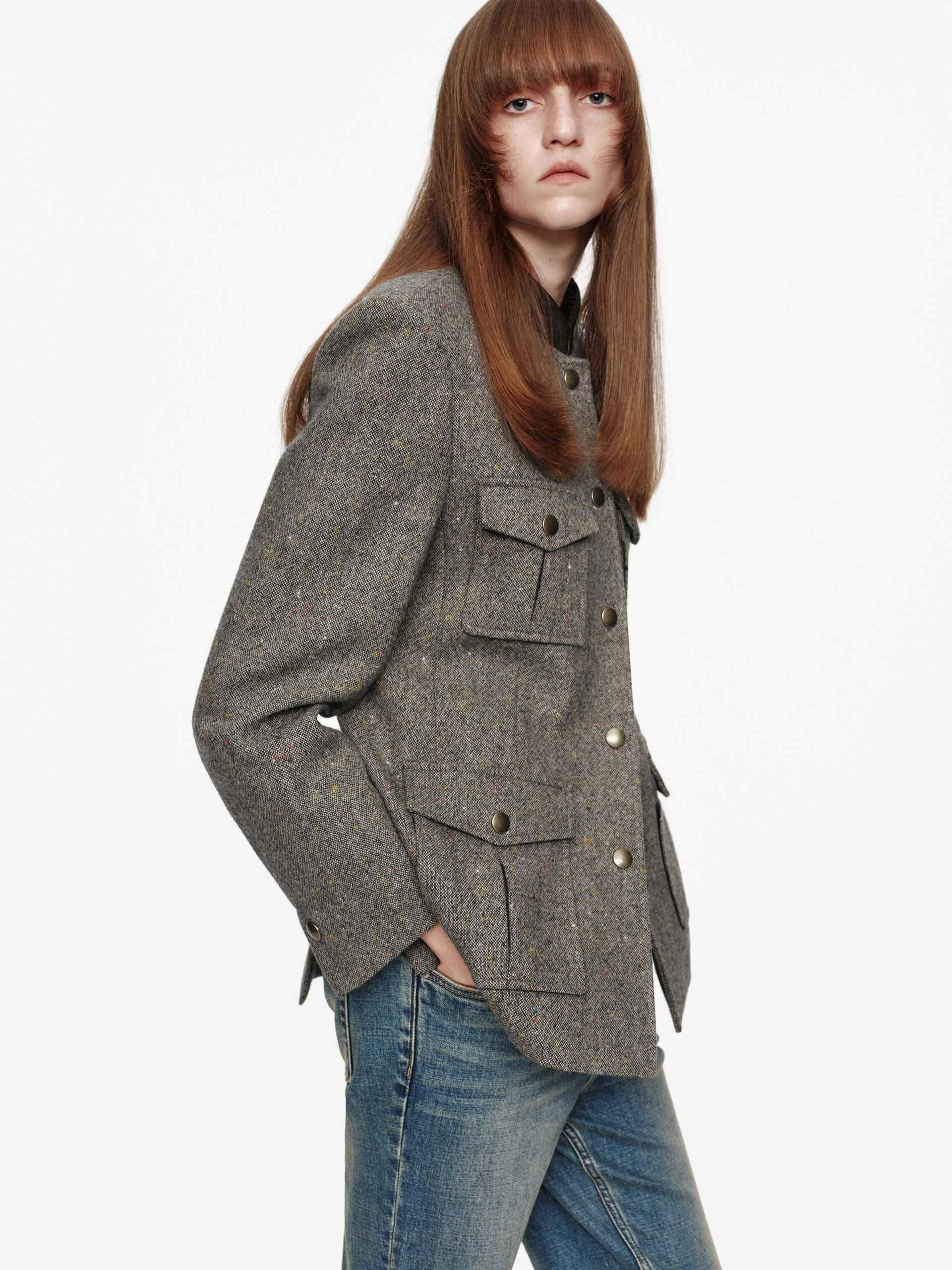 Lightweight Design Donegal Tweed Button Coat