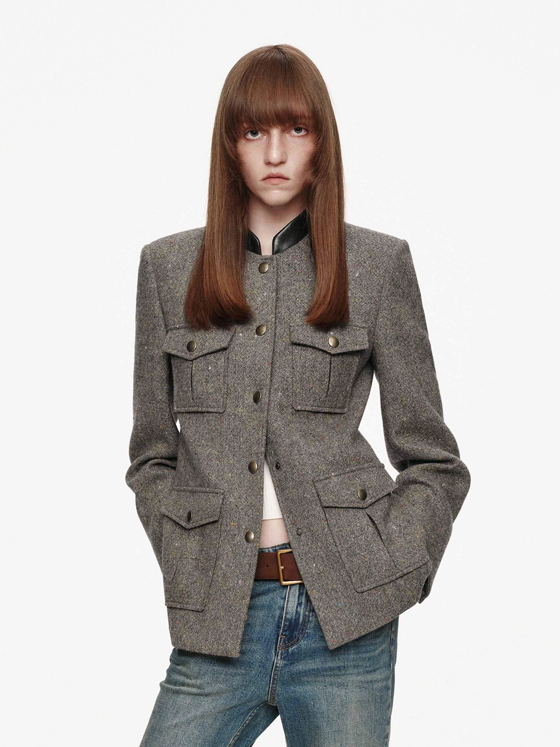 Streetwear vibe Donegal Tweed Button Coat