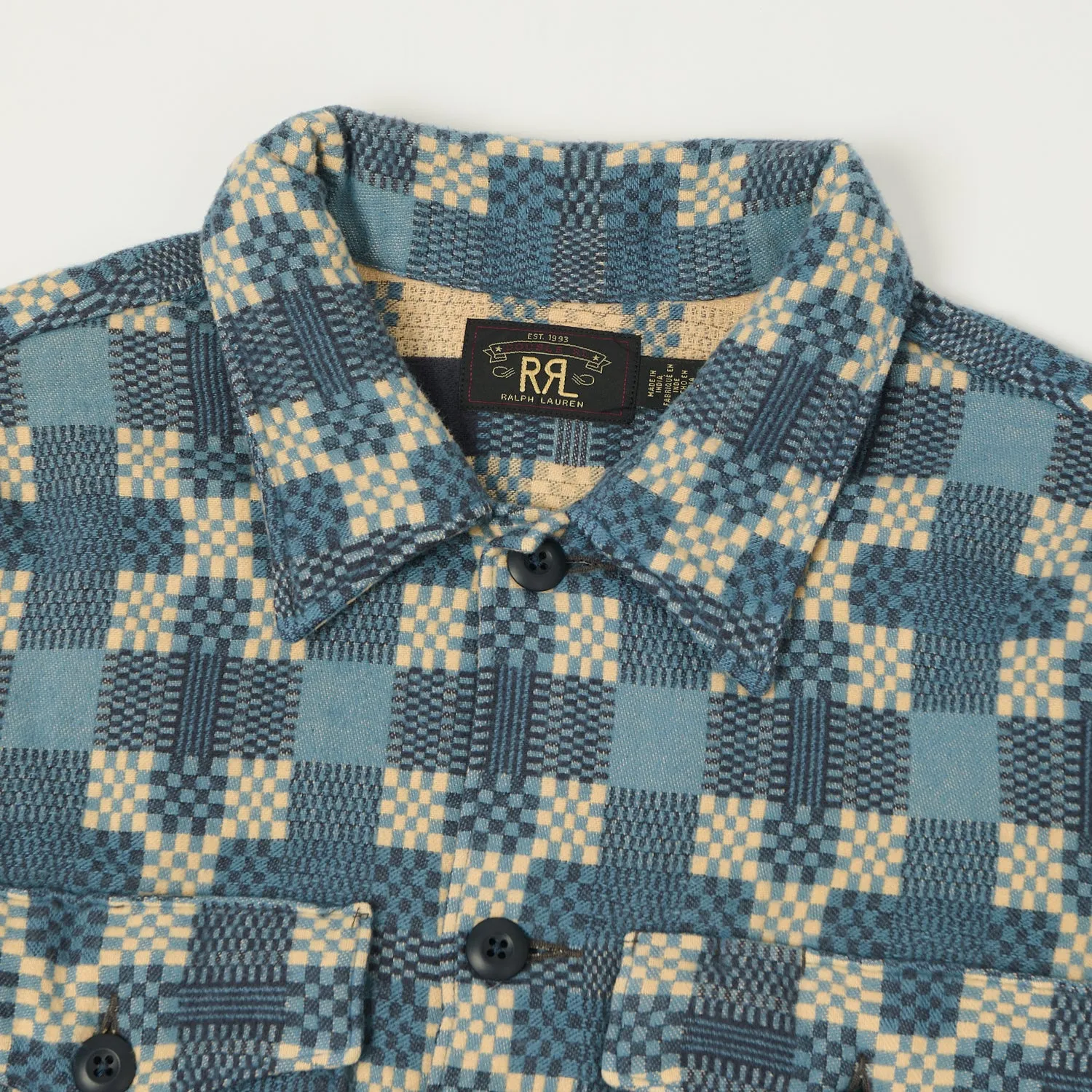 RRL Patterned-Jacquard Shirt - Indigo Blue Lounge Wear