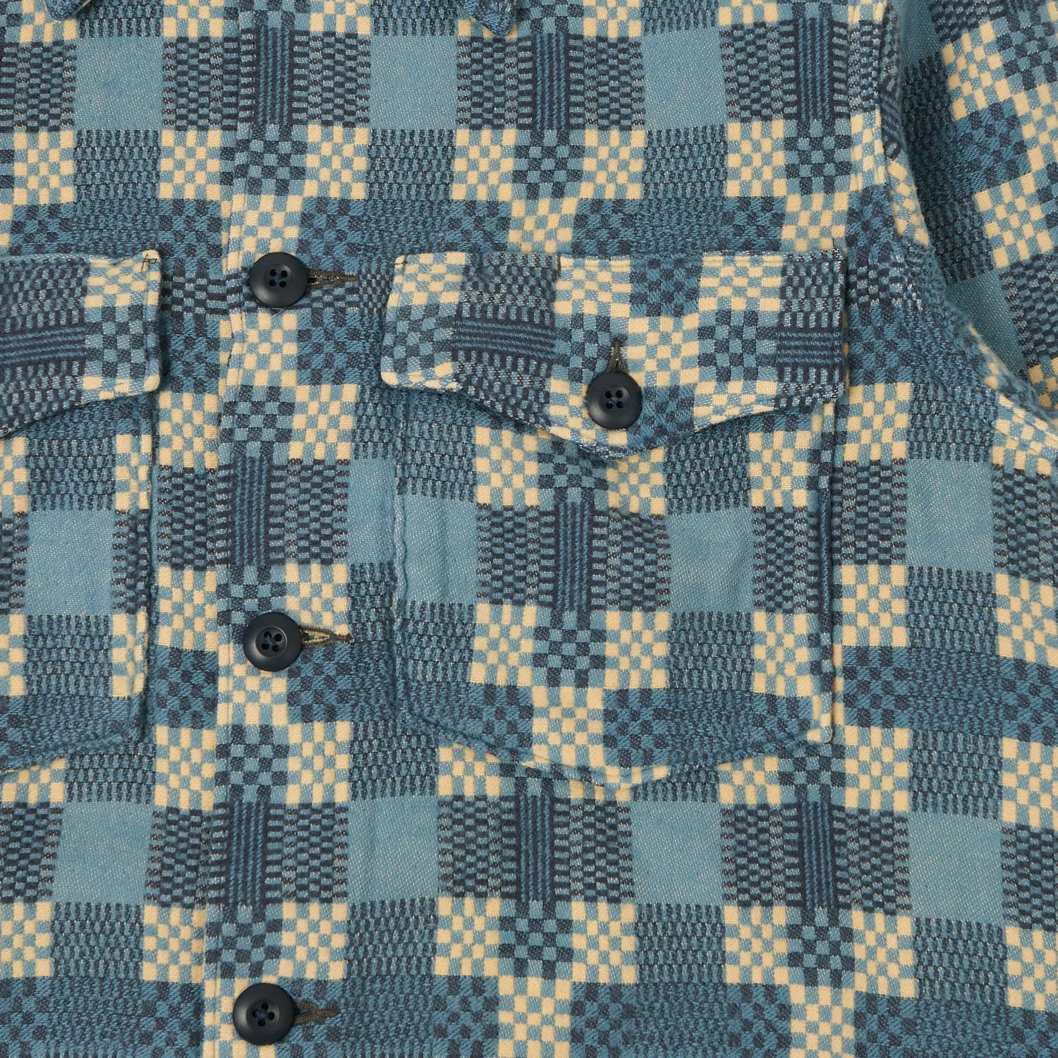 Classic Look Sleek Silhouette RRL Patterned-Jacquard Shirt - Indigo Blue