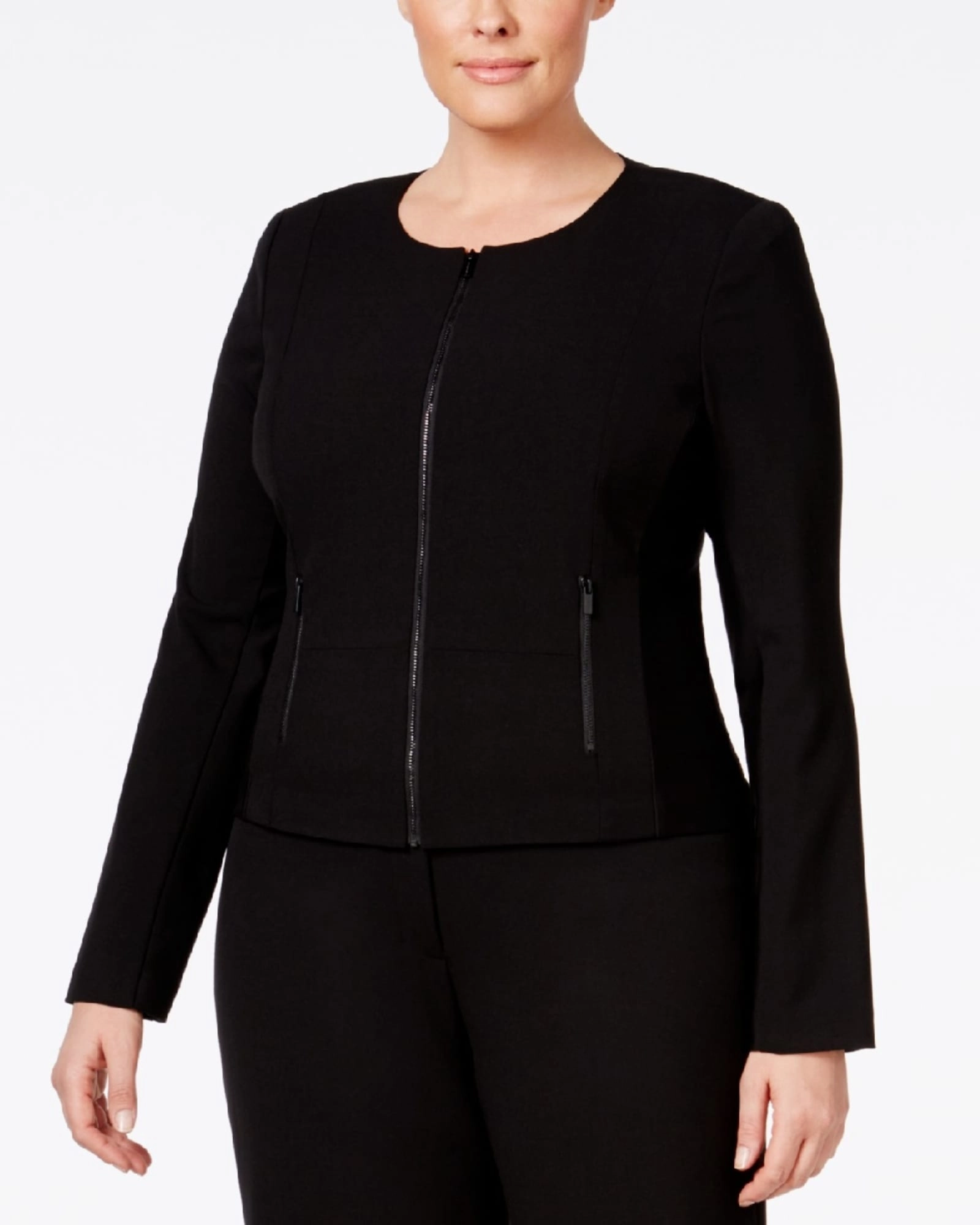 Calvin Klein Women's Plus Fit Solutions Zip Front Jacket Black Size 16W | Black Rank Stage