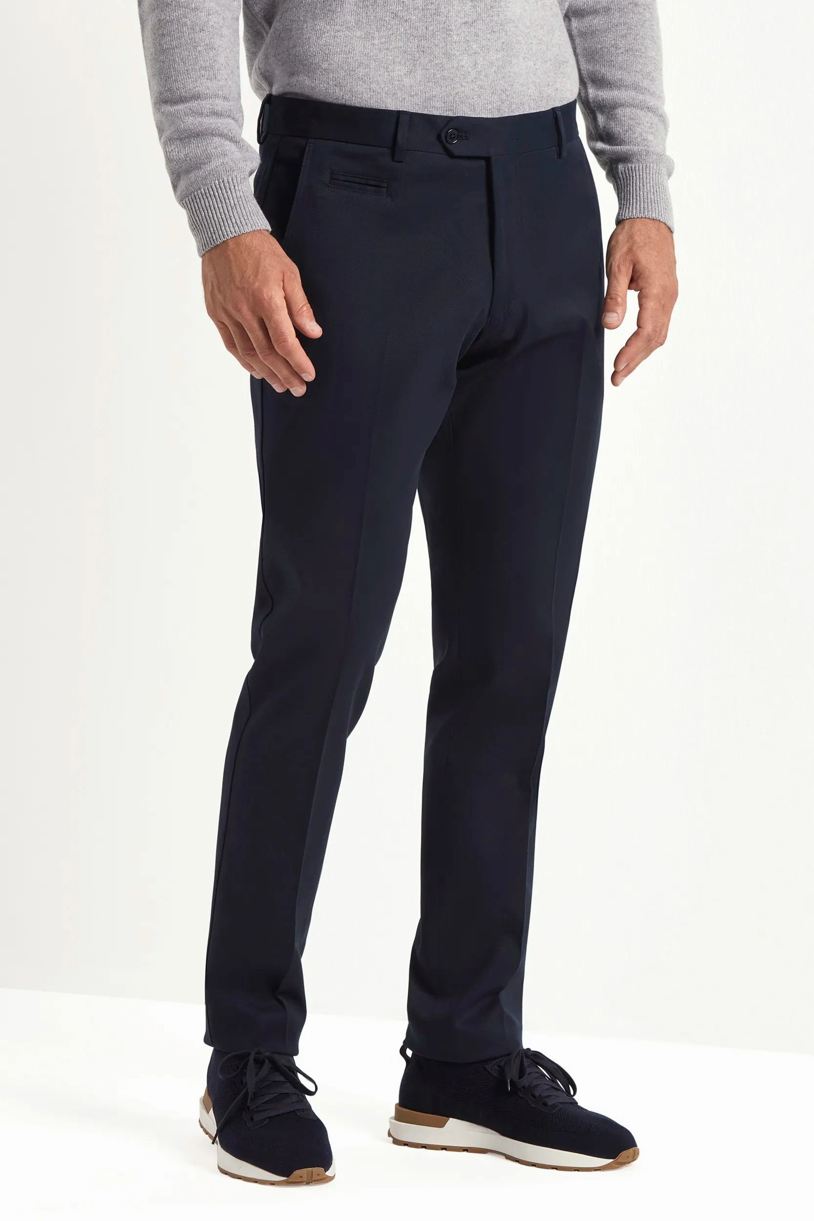 Blue cotton and cashmere Garda trousers - Made in Italy Abrasion Resistant Fabric ReinforcedStitching