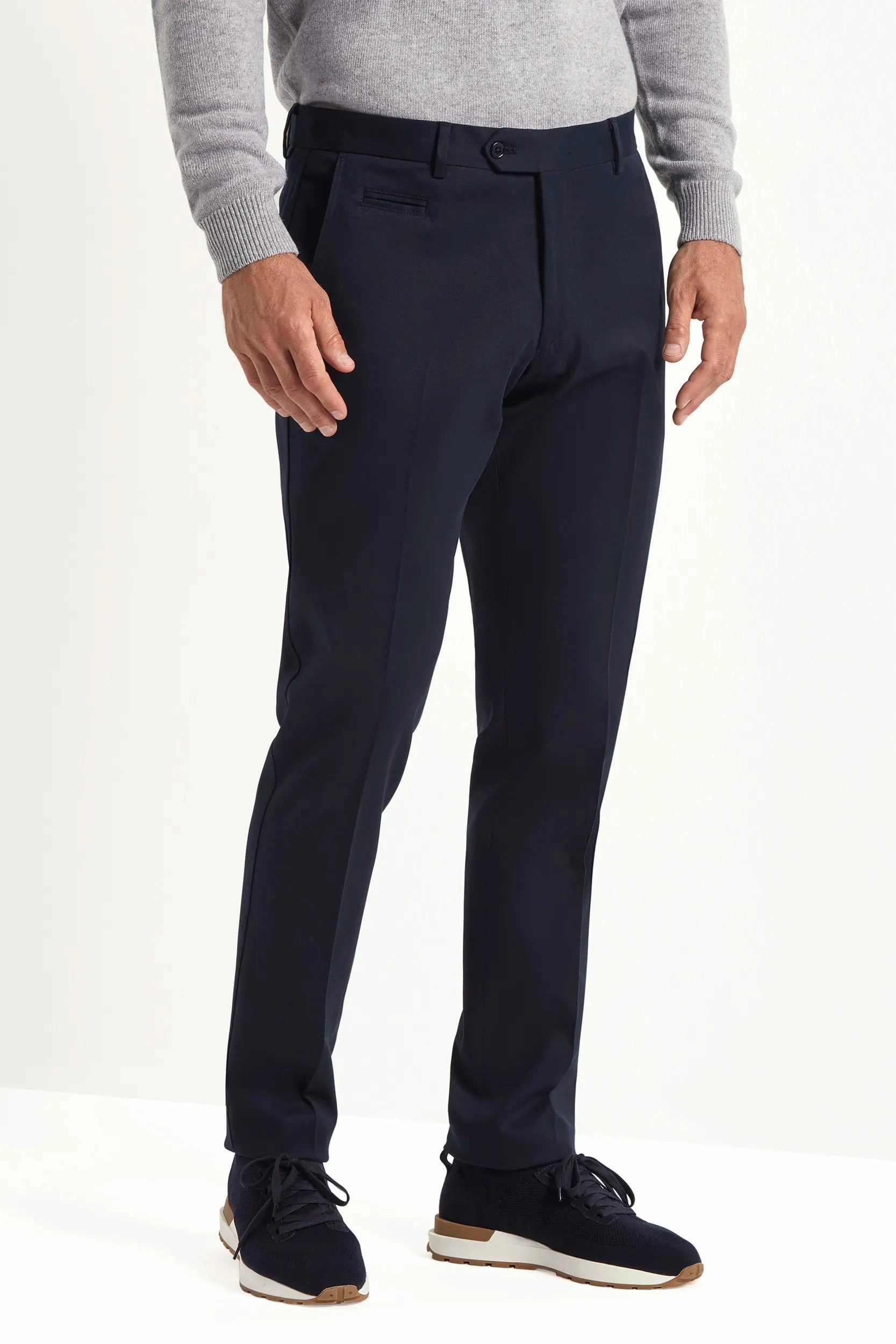 Blue cotton and cashmere Garda trousers - Made in Italy Reinforced Seams Fit Control