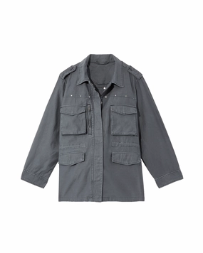 Anemone Studded Utility Jacket | Light Grey / Light Blue Insulated Interior Adult