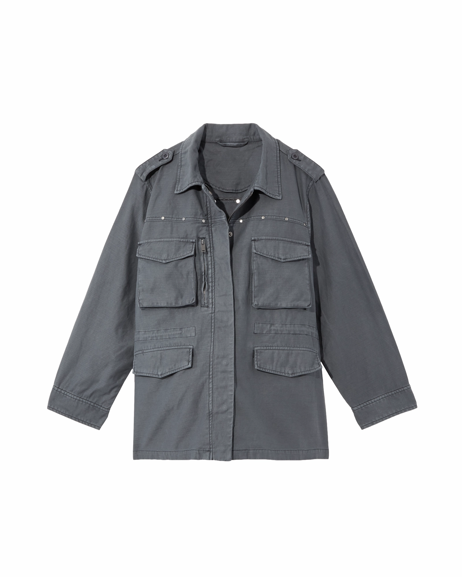 Anemone Studded Utility Jacket | Light Grey / Light Blue Insulated Interior Adult