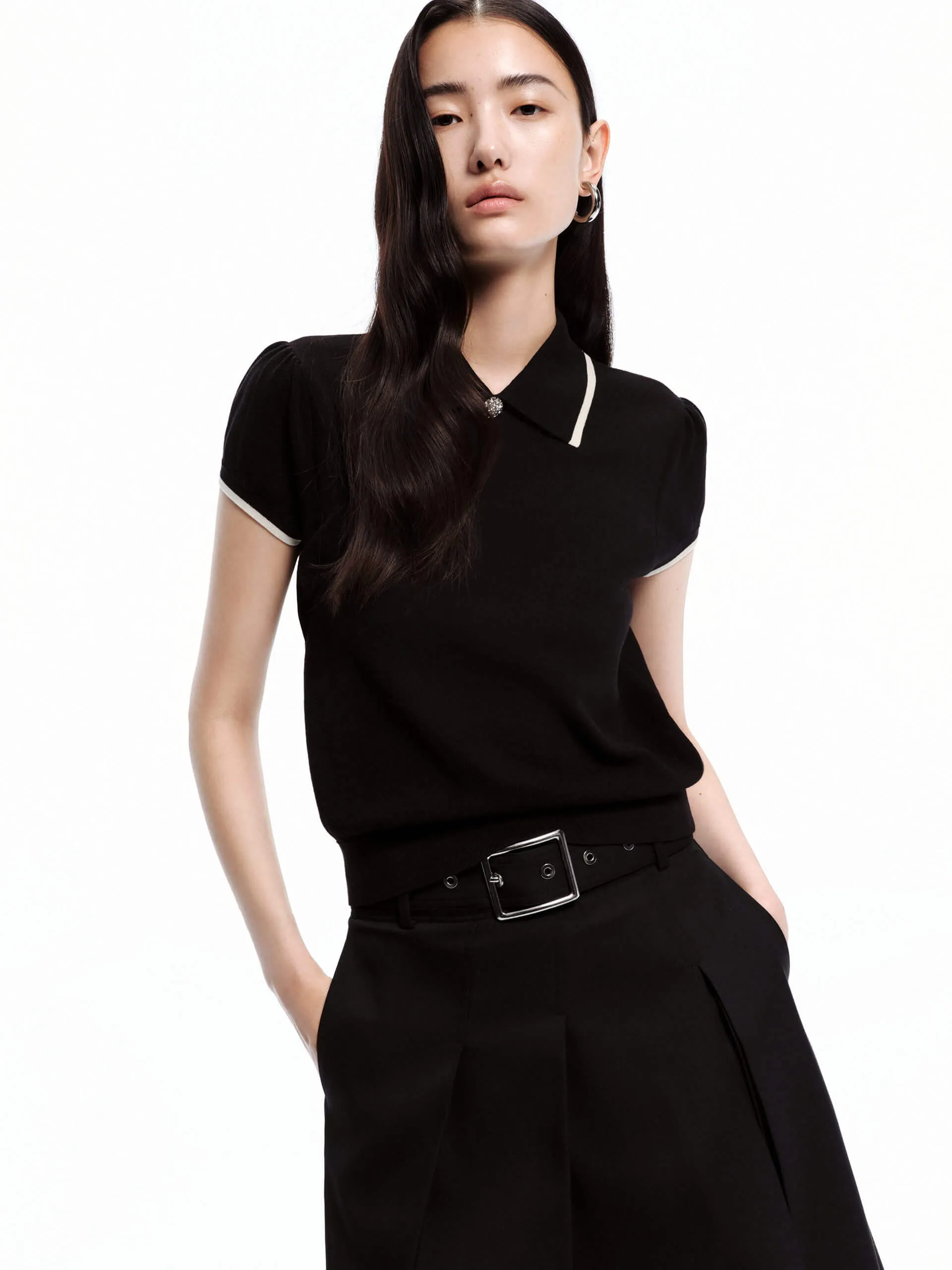 Lapel Collar Fitted Top Chilly Wardrobe