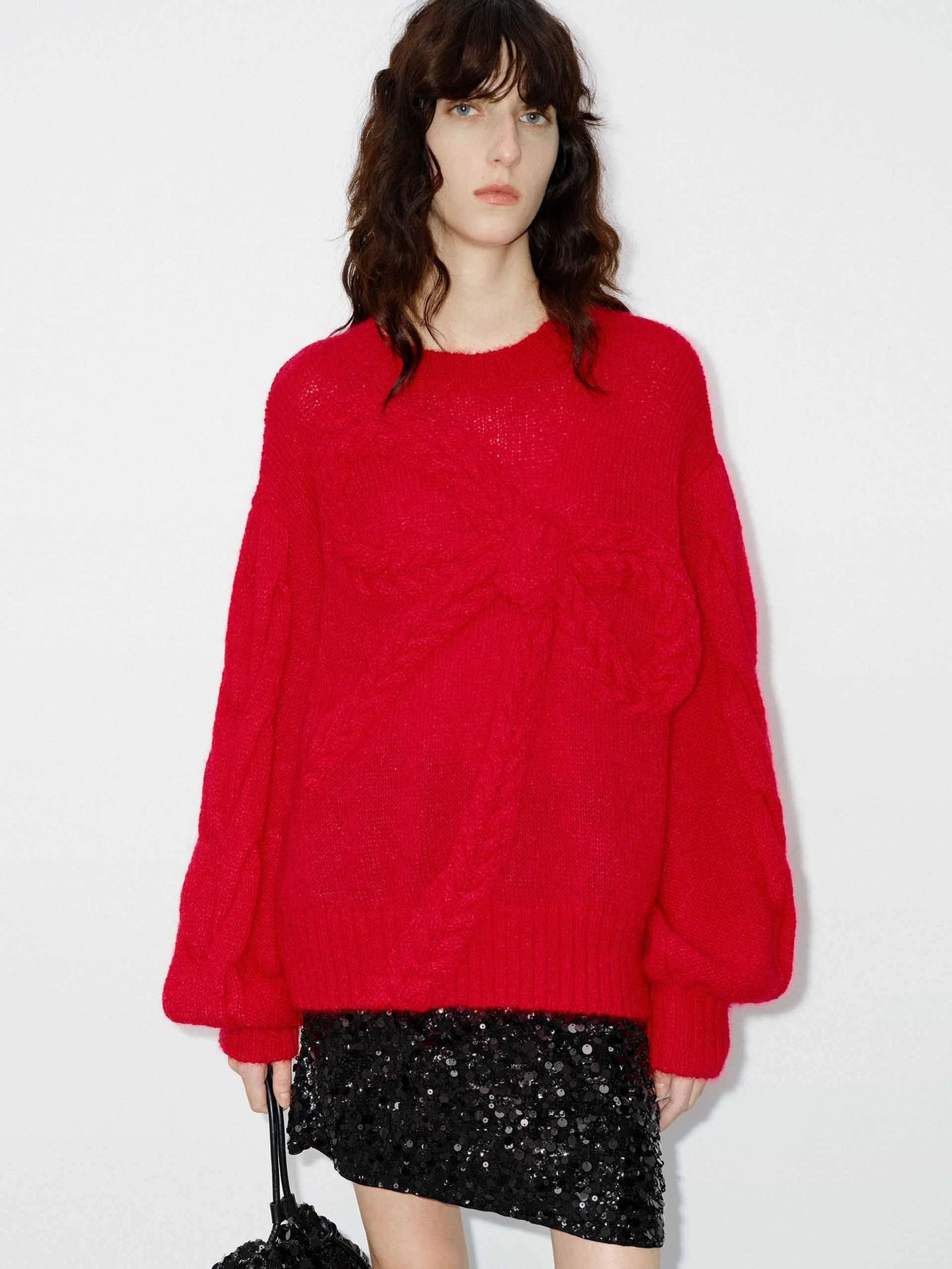 Snuggle Style Front Bow Loose Sweater