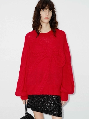 Snuggle Style Front Bow Loose Sweater