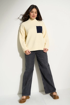 Reinforced Cuffs Bradley Oversized Turtleneck - Creme