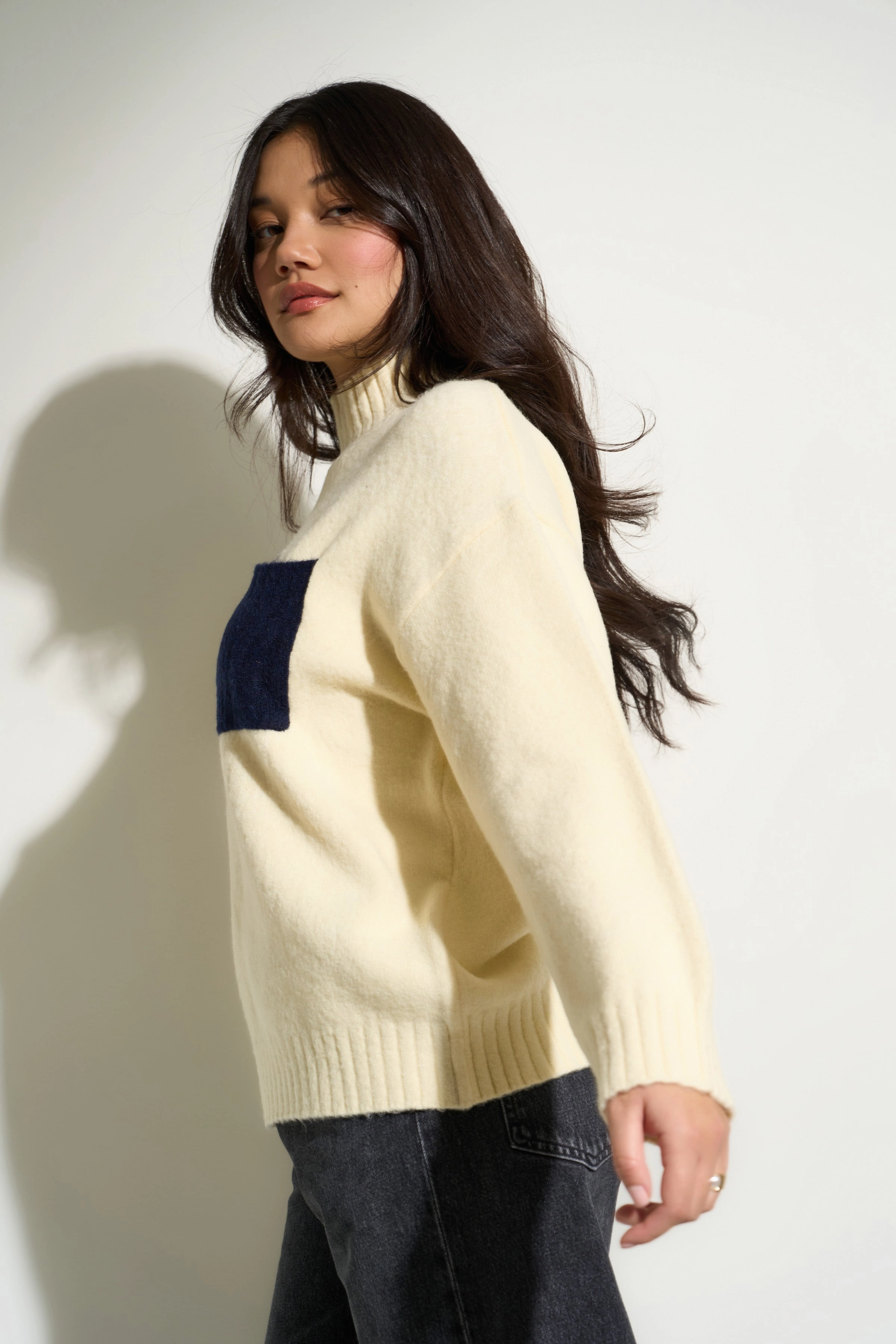 Bradley Oversized Turtleneck - Creme Premium Knitwear Recycled Material Composition