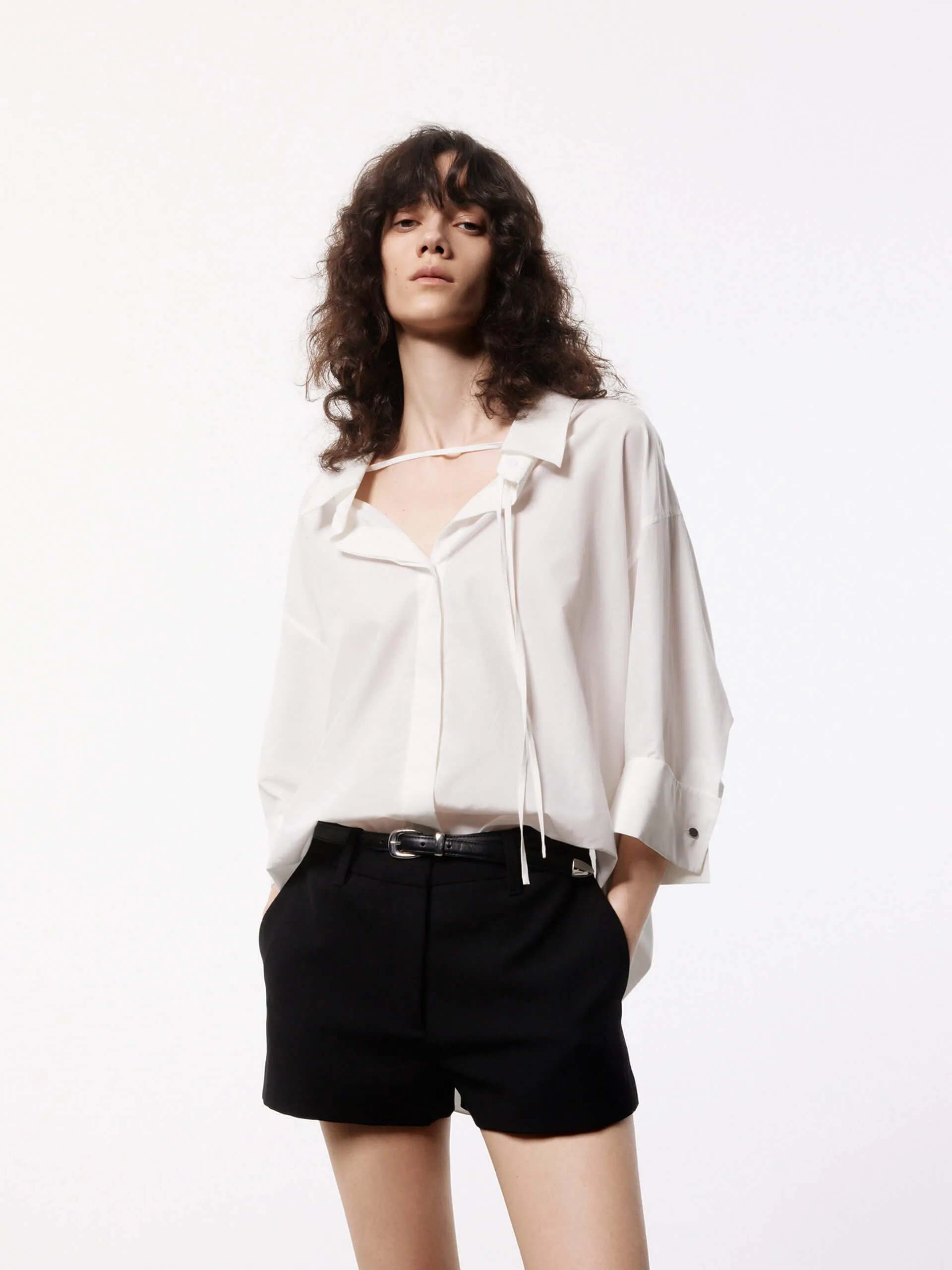 Breathable Material Cotton Silk Tie Shirt