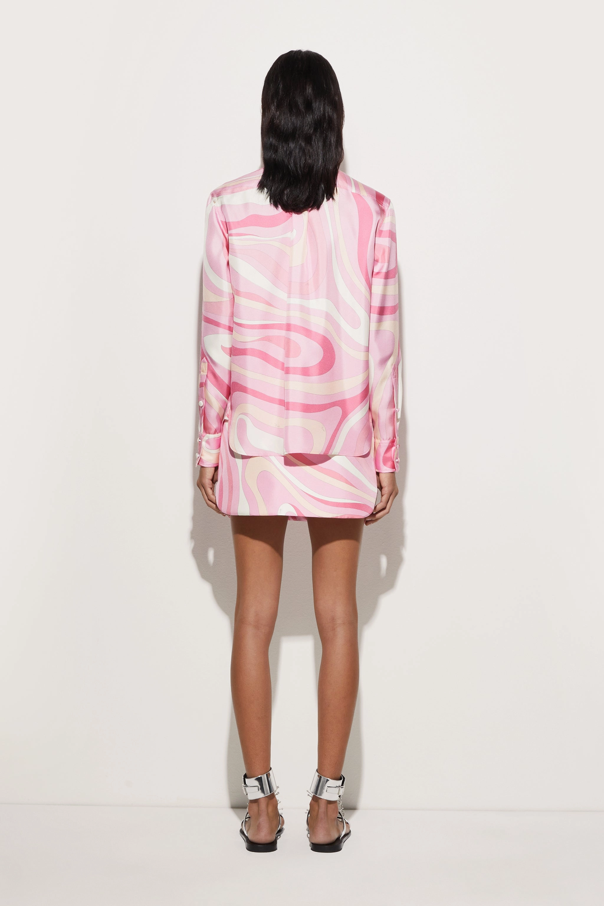 Marmo Print Miniskirt Crossback Strap Fresh Energy