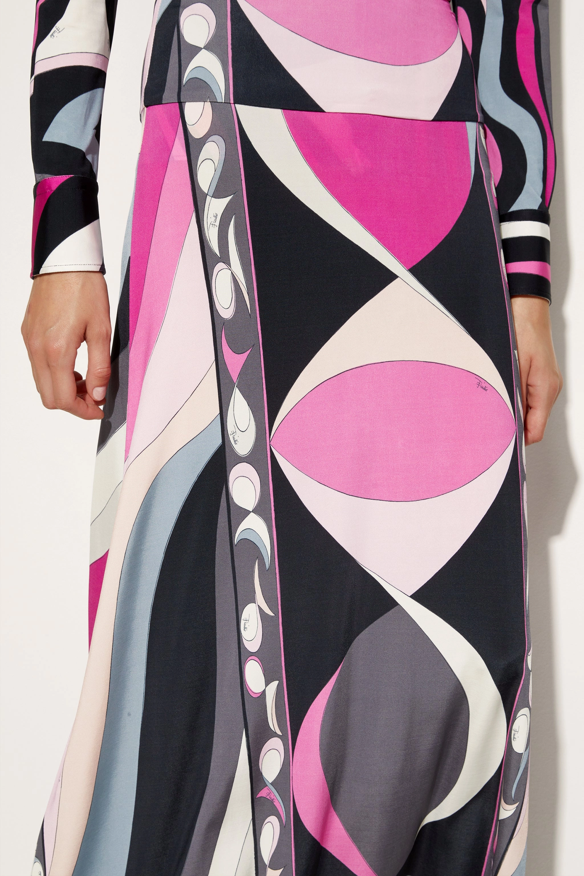 Pesci Print Long Skirt Curvy Fit