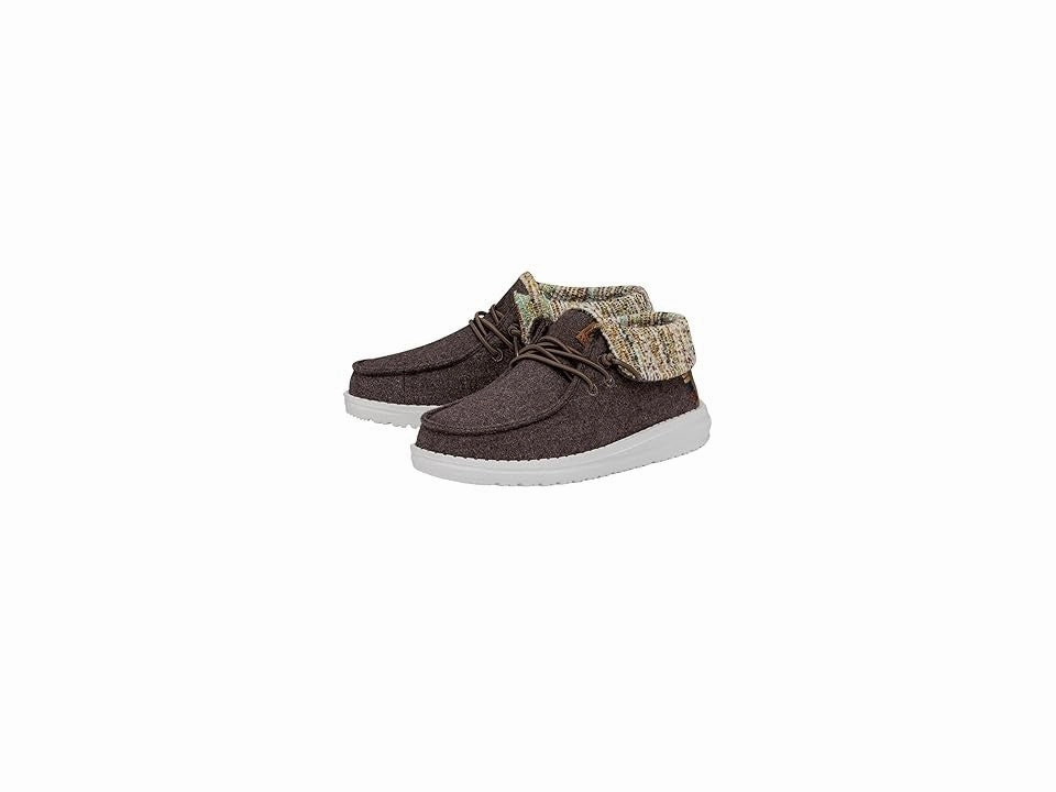 Hey Dude Wendy Fold Felted Cozy 40560-255 Kids Brown Casual Shoes JOBB864 Foam Insole