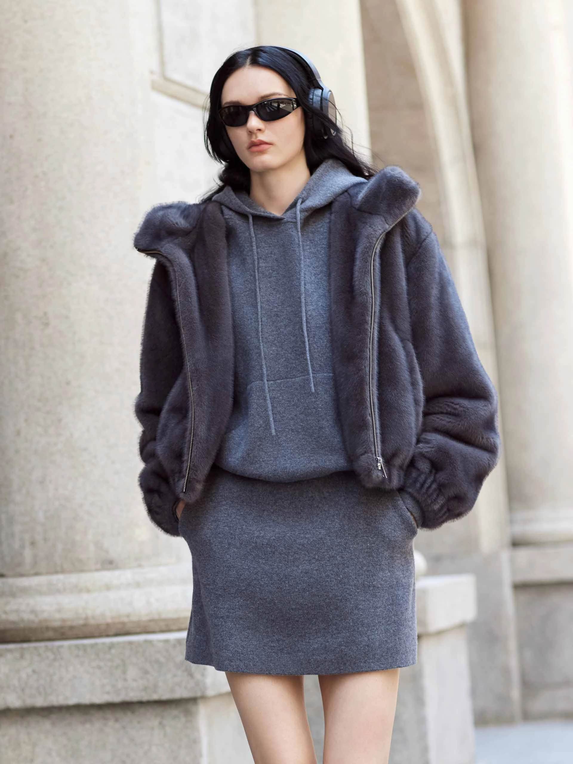 Soft Hood Fuzzy Coat Daily Wear Jacket Durable Stitching