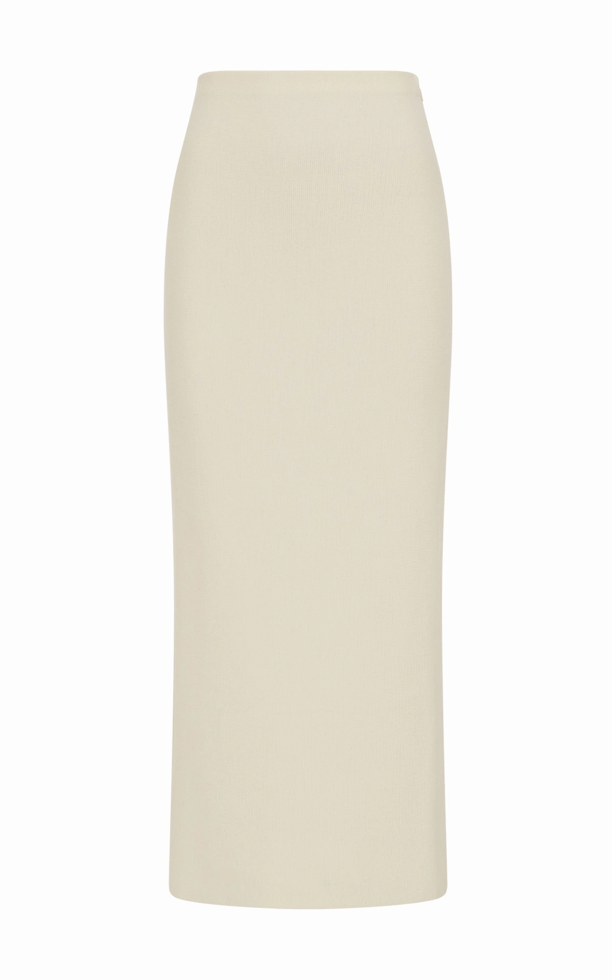 Light Wear Side Slit Circe Knit Maxi Skirt in Ivory Merino Wool Cashmere