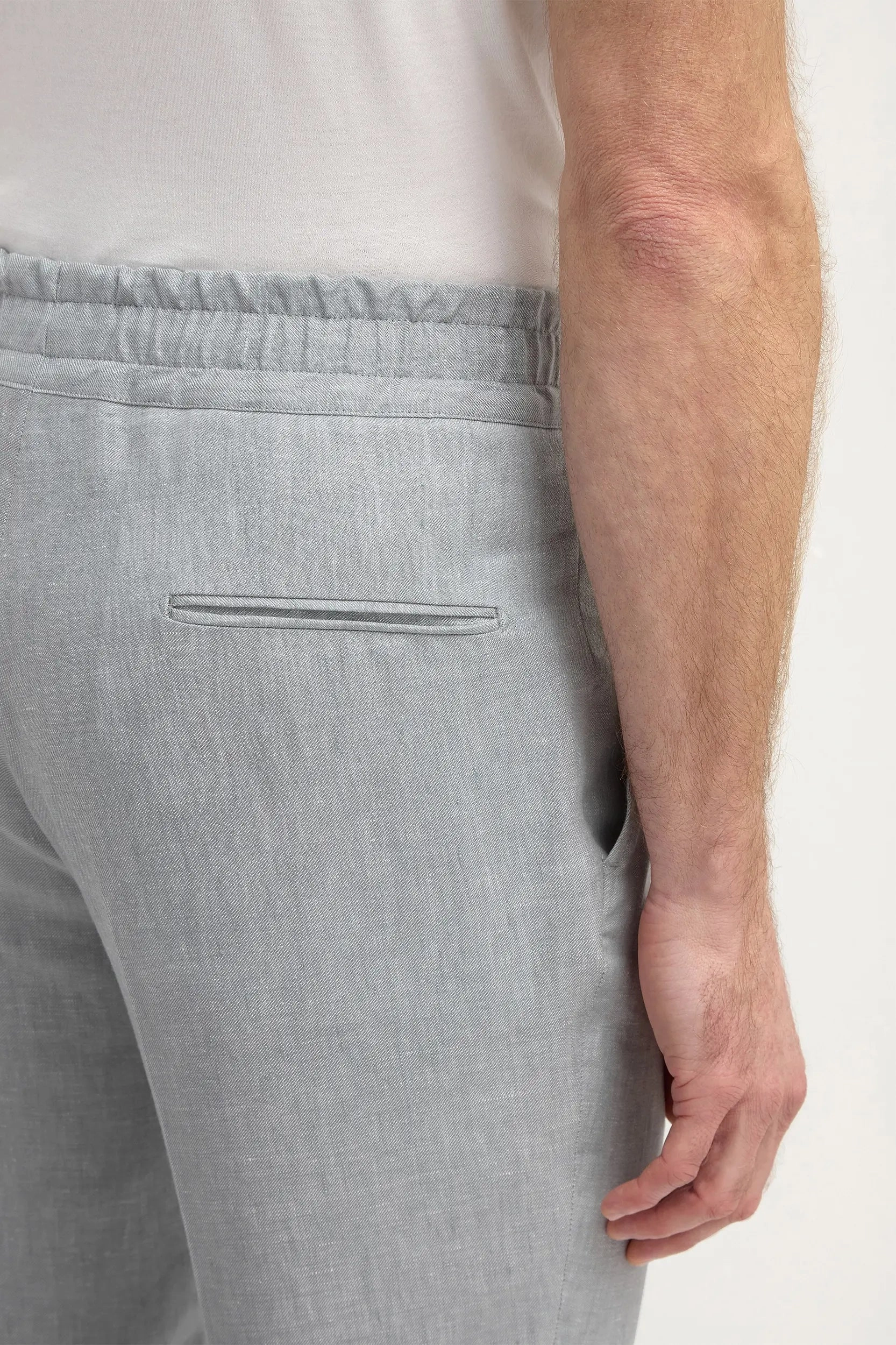 Sky grey linen Elba trousers - Made in Italy Comfortable Style