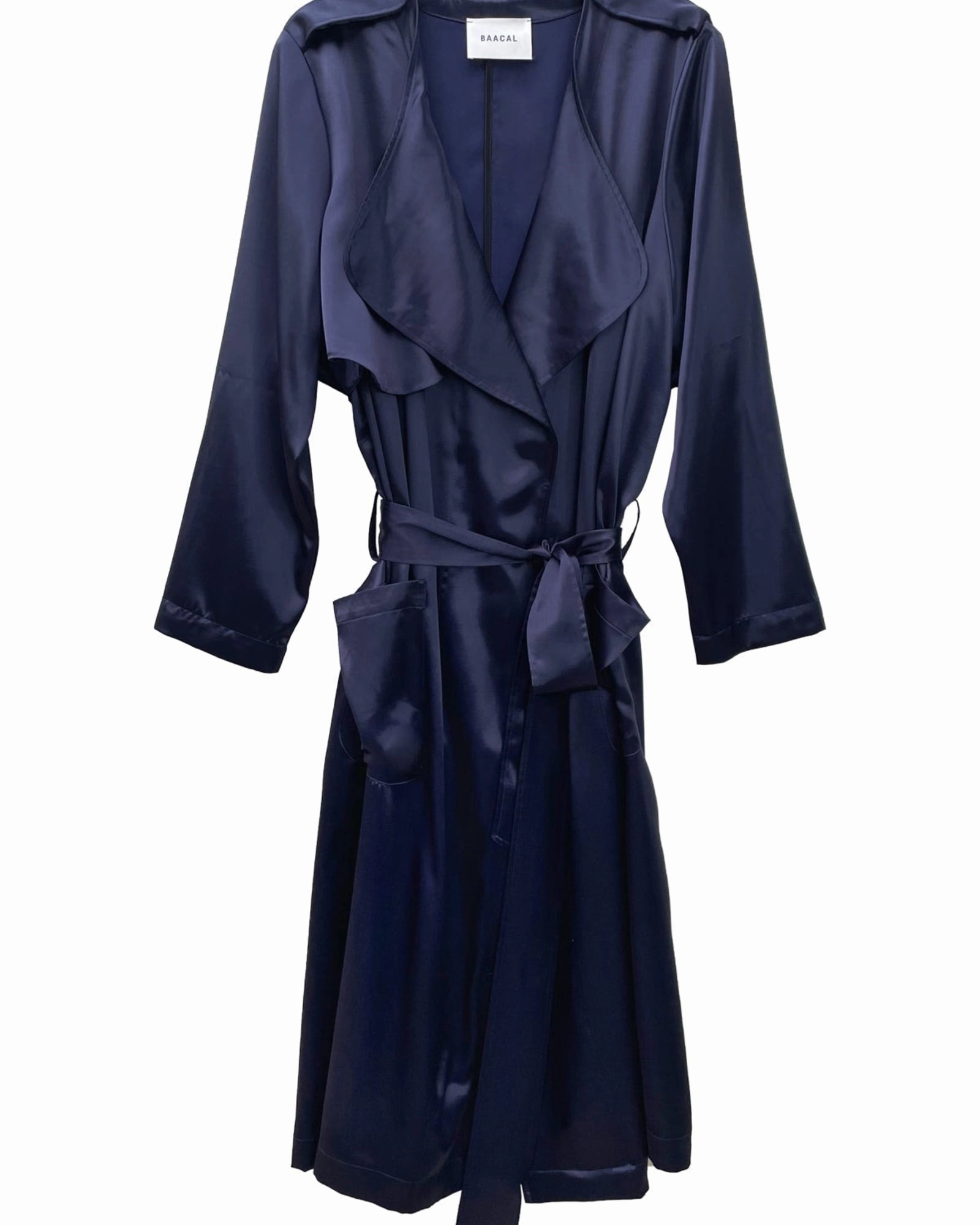 Soft Satin Trench | Deep Sea Blue Abrasion Resistant Zippers