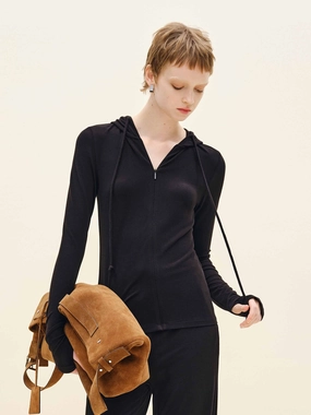 Drawstring Hooded Jacket Lined Pockets