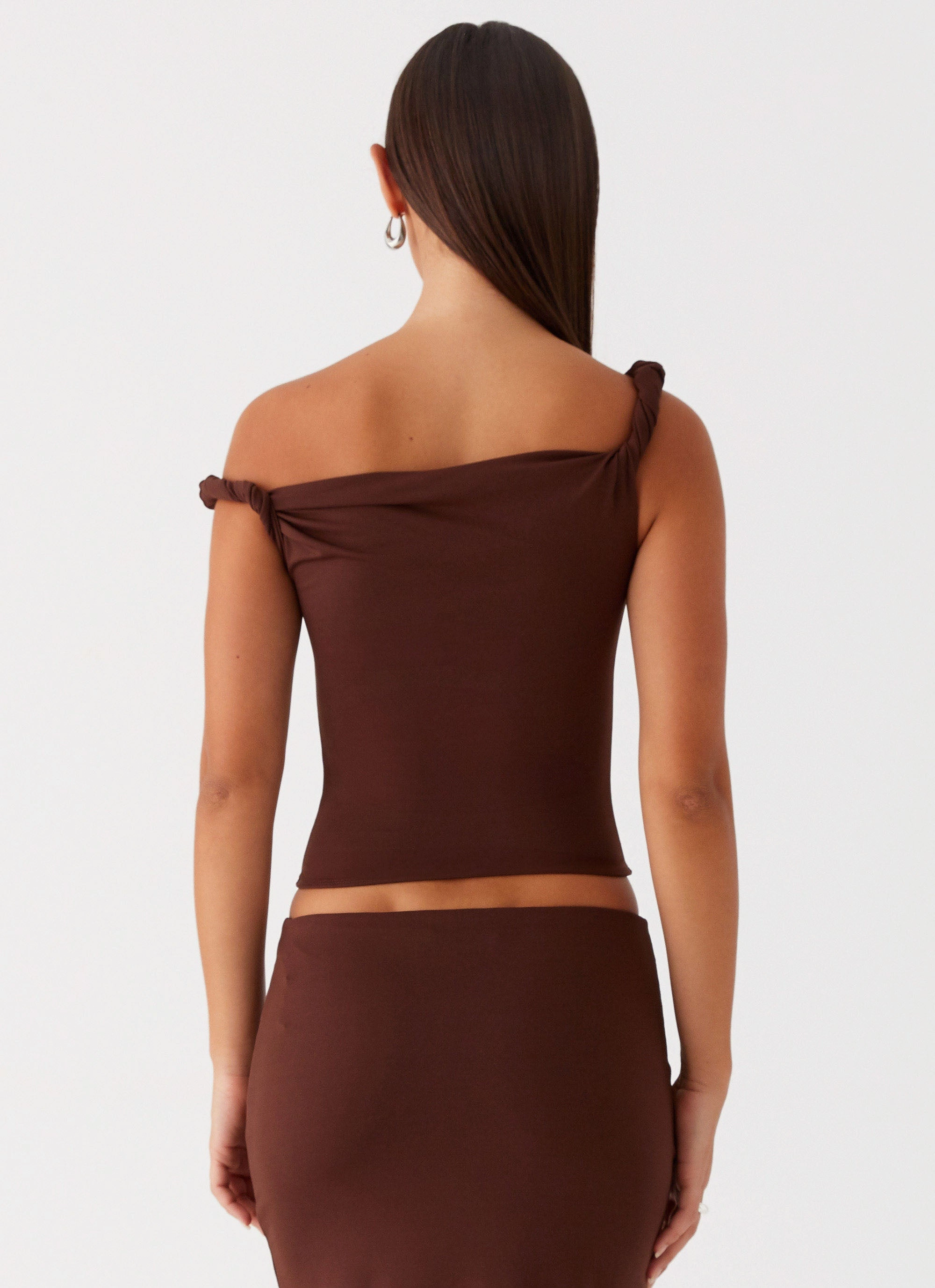 Light Comfort Solace Soul Twist Shoulder Top - Chocolate