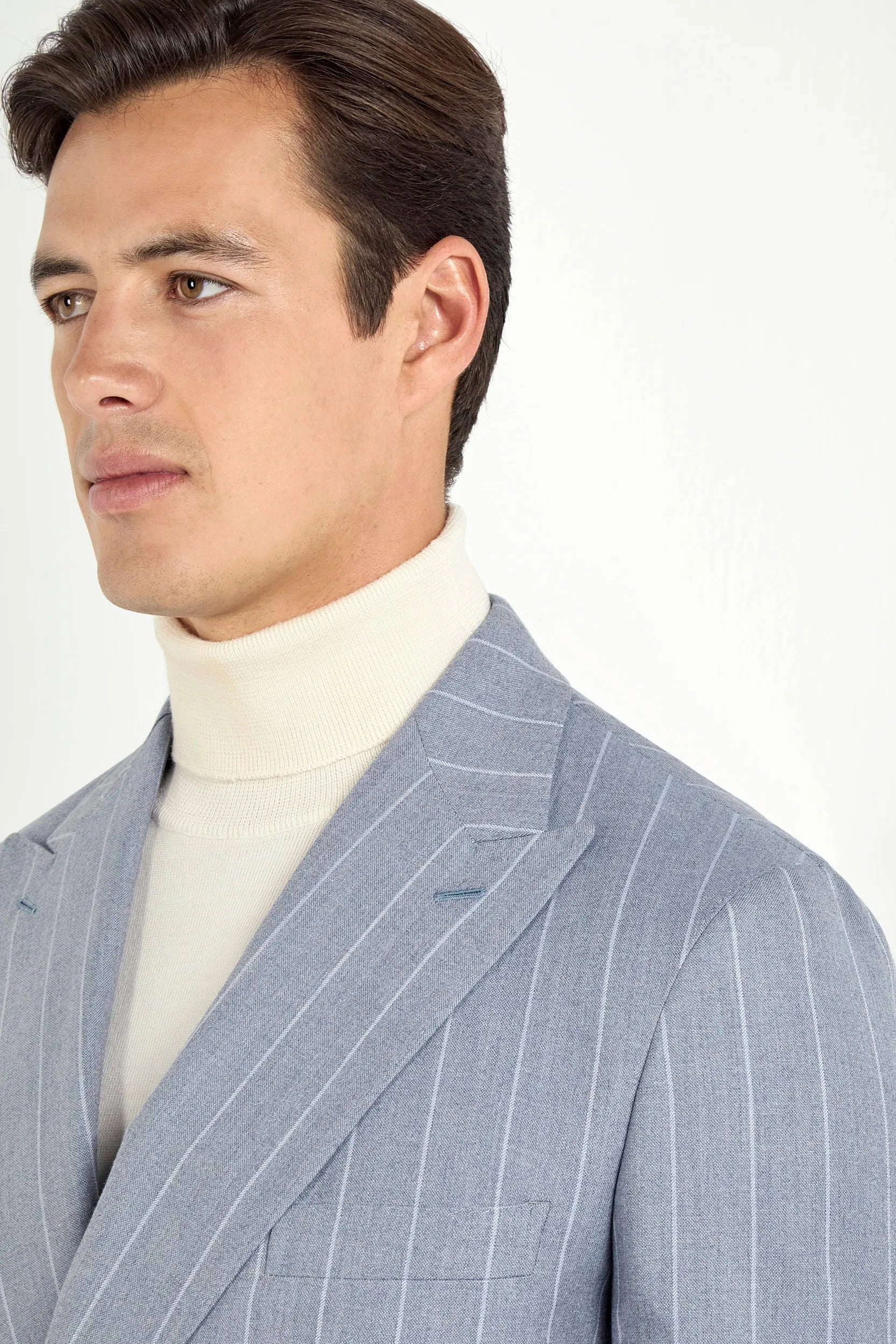 Dusty blue striped double breasted suit - Made in Italy Elegant Wear