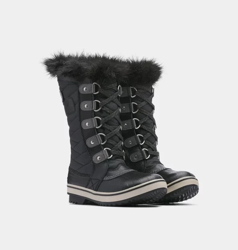 Dual Lined Sorel Tofino II 1690541-010 Kids Black Faux Fur Waterproof Winter Boots VER312