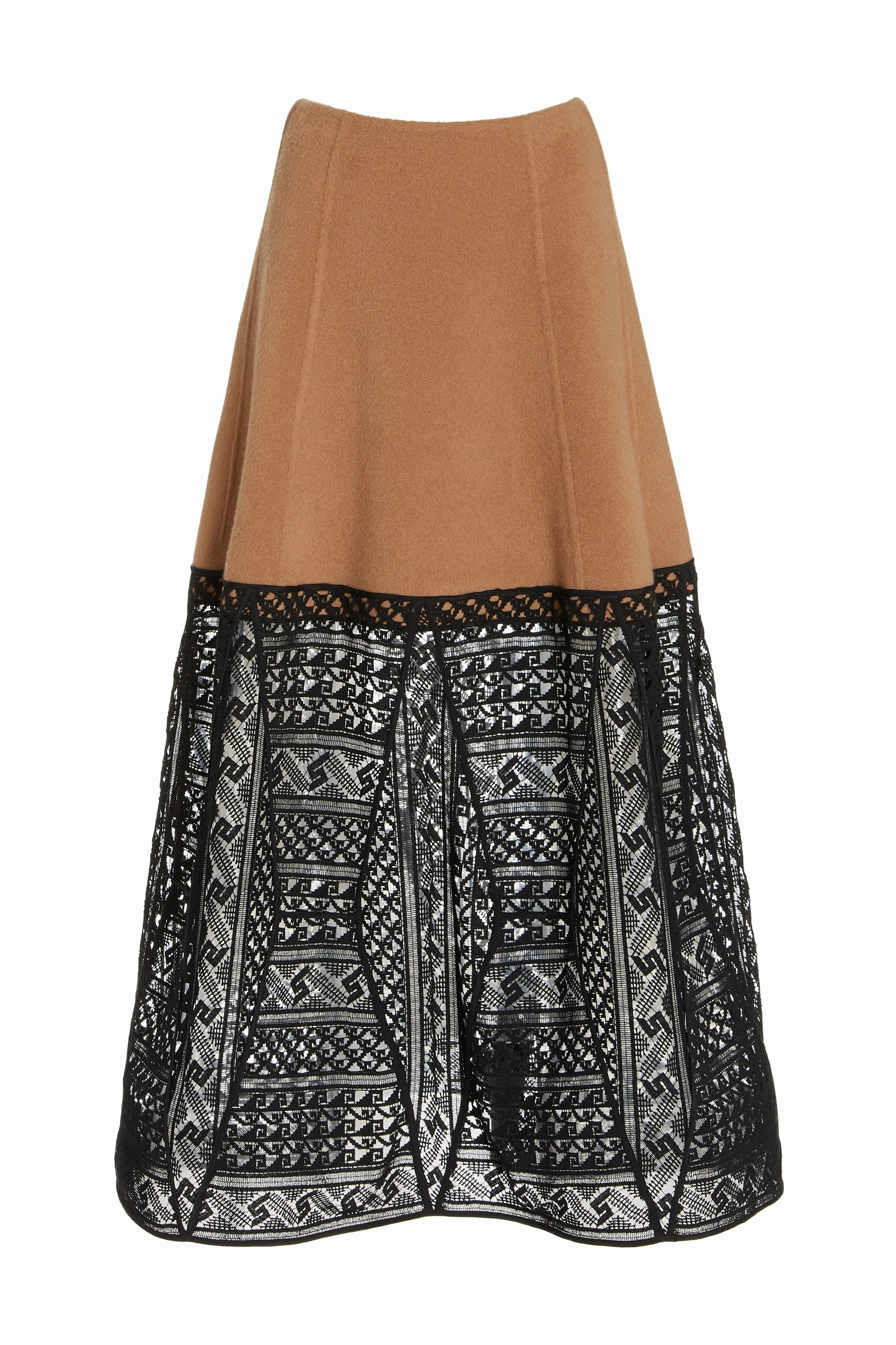 Sorvino Lace Midi Skirt in Camel Double-Face Recycled Cashmere Athleisure Inspired